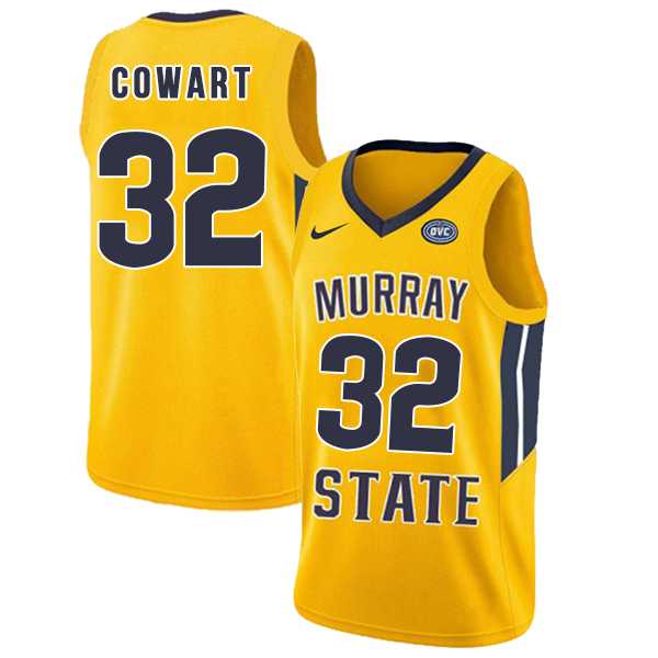 Murray State Racers #32 Darnell Cowart Yellow College Basketball Jersey